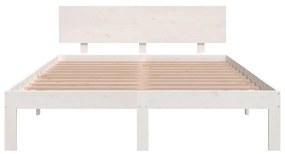 Estrutura de cama casal 135x190 cm madeira maciça branco