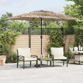 vidaXL Guarda-sol c/ luzes LED e poste de aço 300x200x250 cm castanho