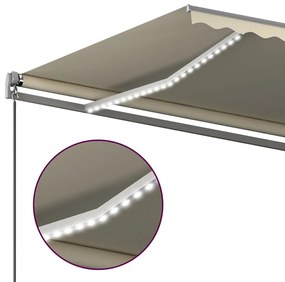 Toldo automático com LED e sensor de vento 500x350 cm cor creme