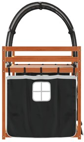 Beliche com cortinas 90x190 cm pinho maciço branco e preto