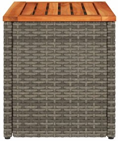 Mesas de apoio p/ jardim 2 pcs vime PE/madeira maciça cinzento