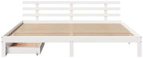 Estrutura de cama c/ gavetas 180x200 cm pinho maciça branco