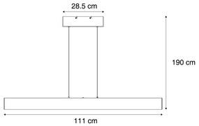 Candeeiro suspenso moderno latão incluindo LED regulável em 3 níveis - Straight Moderno