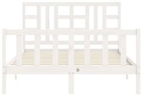 Estrutura de cama King Size com cabeceira madeira maciça branco