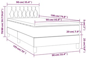 Cama com molas/colchão 90x190 cm veludo cinza-escuro