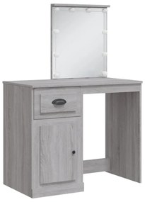 Toucador com luzes LED 90x42x132,5 cm cinzento sonoma