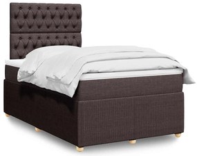 Cama boxspring com colchão 120x190 cm tecido castanho-escuro