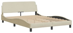 Estrutura de cama sem colchão 160x200 cm tecido cor creme