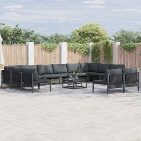 vidaXL Conjunto de Sofá de Jardim 13 pcs Antracite Aço