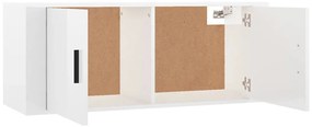 3 pcs conjunto móveis de TV madeira processada branco brilhante