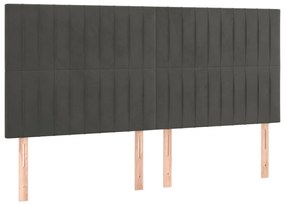 Cabeceira de cama c/ LED veludo 160x5x118/128 cm cinza-escuro