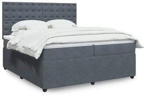 vidaXL Cama com molas/colchão 200x200 cm veludo cinzento-escuro