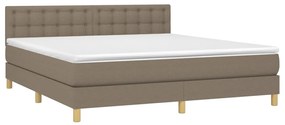 Cama box spring colchão/LED 160x200 cm tecido cinza-acastanhado