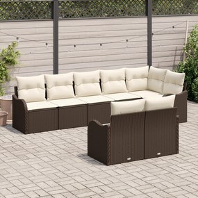 Conjunto de Sofá de Jardim de 8 Peças vidaXL com Almofadas Castanho Ra