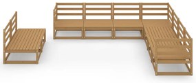 9 pcs conjunto lounge de jardim pinho sólido castanho mel