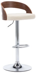 Bancos de bar 2 pcs couro artificial creme e madeira curvada