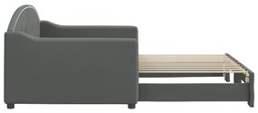 Sofá-cama com gavetão 90x190 cm tecido cinzento-escuro
