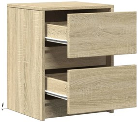 Mesas cabeceira c/ LEDs 2 pcs derivados madeira carvalho sonoma