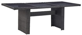 9 pcs conjunto de jantar para jardim vime PE preto
