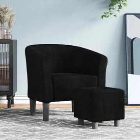 vidaXL Poltrona com apoio de pés tecido preto