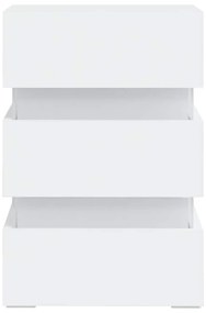 Mesa de cabeceira c/ luzes LED derivados de madeira branco