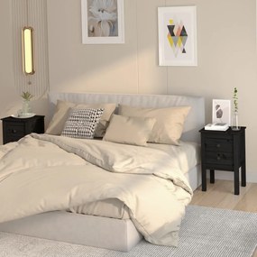 vidaXL Mesas de cabeceira 2 pcs 40x35x61,5 cm pinho maciço preto