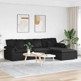 vidaXL Sofá modular com pufes e almofadas preto