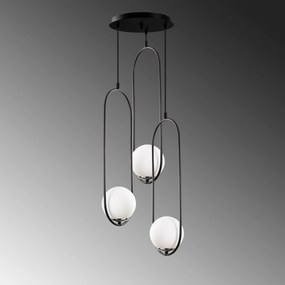 Candeeiro Suspenso Mudoni – Preto – Diâmetro 44 cm, Altura 146 cm