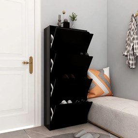 vidaXL Armário p/ sapatos c/ 4 portas contraplacado 59x24x136 cm preto