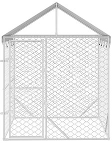 Canil de exterior com teto 2x2x2,5m aço galvanizado prateado