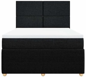 Cama com molas/colchão 160x200 cm tecido preto