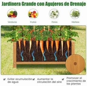 Floreira elevada com Treliça e caixa de cultivo e orifícios de drenagem Floreira vertical de madeira 180 cm para pátio e jardim Laranja