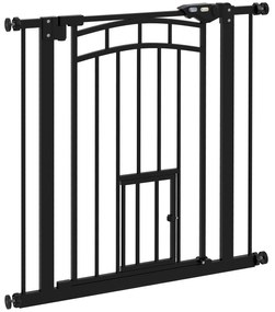 PawHut Barreira de Segurança para Animais 74-80x76 cm Aço Preto Fecho Automático Sem Perfuração | Aosom Portugal