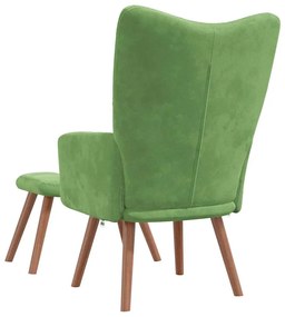 Cadeira de descanso com banco veludo verde-claro