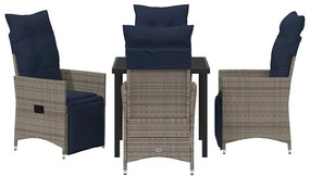 Conjunto de Jantar de Jardim vidaXL de 5 Peças com Almofadas Cinza Pol