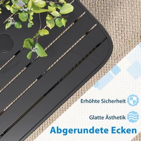 Mesa auxiliar jardim em rattan resistente às intempéries 56 x 56 x 49 cm com orifício para guarda-sol Preta