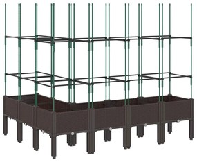 Vaso/floreira de jardim c/ treliça 160x120x142,5 cm PP castanho