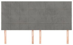 Cabeceira de cama 4 pcs veludo 100x5x78/88 cm cinzento-claro