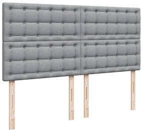 Cama com molas/colchão 200x200 cm tecido cinza-claro