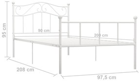 Estrutura de cama metal 90x200 cm branco