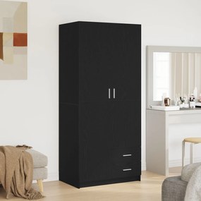 Guarda-roupa vidaXL Preto Carvalho 80x52x180 cm Madeira de engenharia