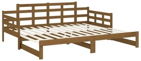 Estrutura sofá-cama de puxar 2x(90x200) cm pinho castanho-mel
