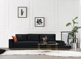 Sofá de 4 Lugares Line – Preto e Dourado – 320 x 102 x 84 cm