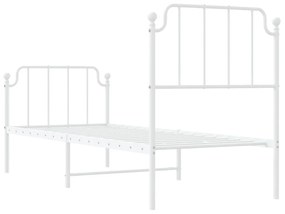 Estrutura de cama com cabeceira e pés 75x190 cm metal branco