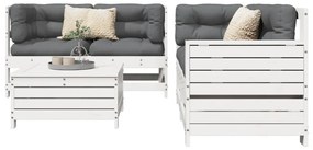 vidaXL 5 pcs conjunto de sofás de jardim madeira pinho maciça branco
