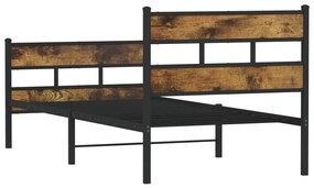 Estrutura de cama sem colchão 107x203 cm metal carvalho fumado