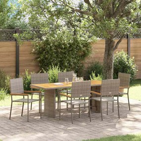 Conjunto de Jantar para Jardim vidaXL 7 Peças Cinza Poli Rattan