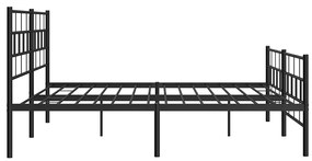 Estrutura de cama com cabeceira e pés 183x213 cm metal preto