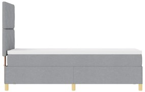 Cama Box Spring com Colchão &amp; LED Cinza Claro 80x200 cm Tecido