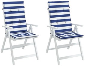 Almofadões cadeira encosto alto 2 pcs tecido riscas azul/branco